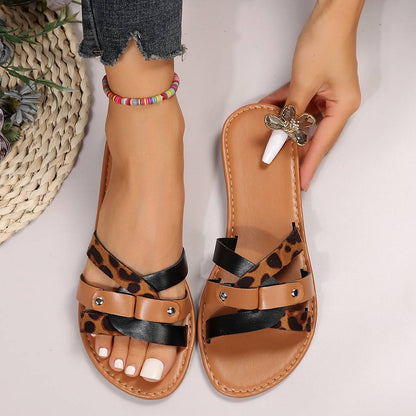 Barbara - Leopard Kreuzriemen sandal 