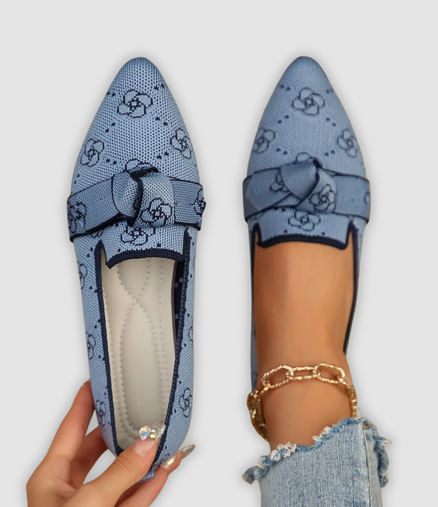 Evelina - Bequeme Mesh Loafers med Schleife