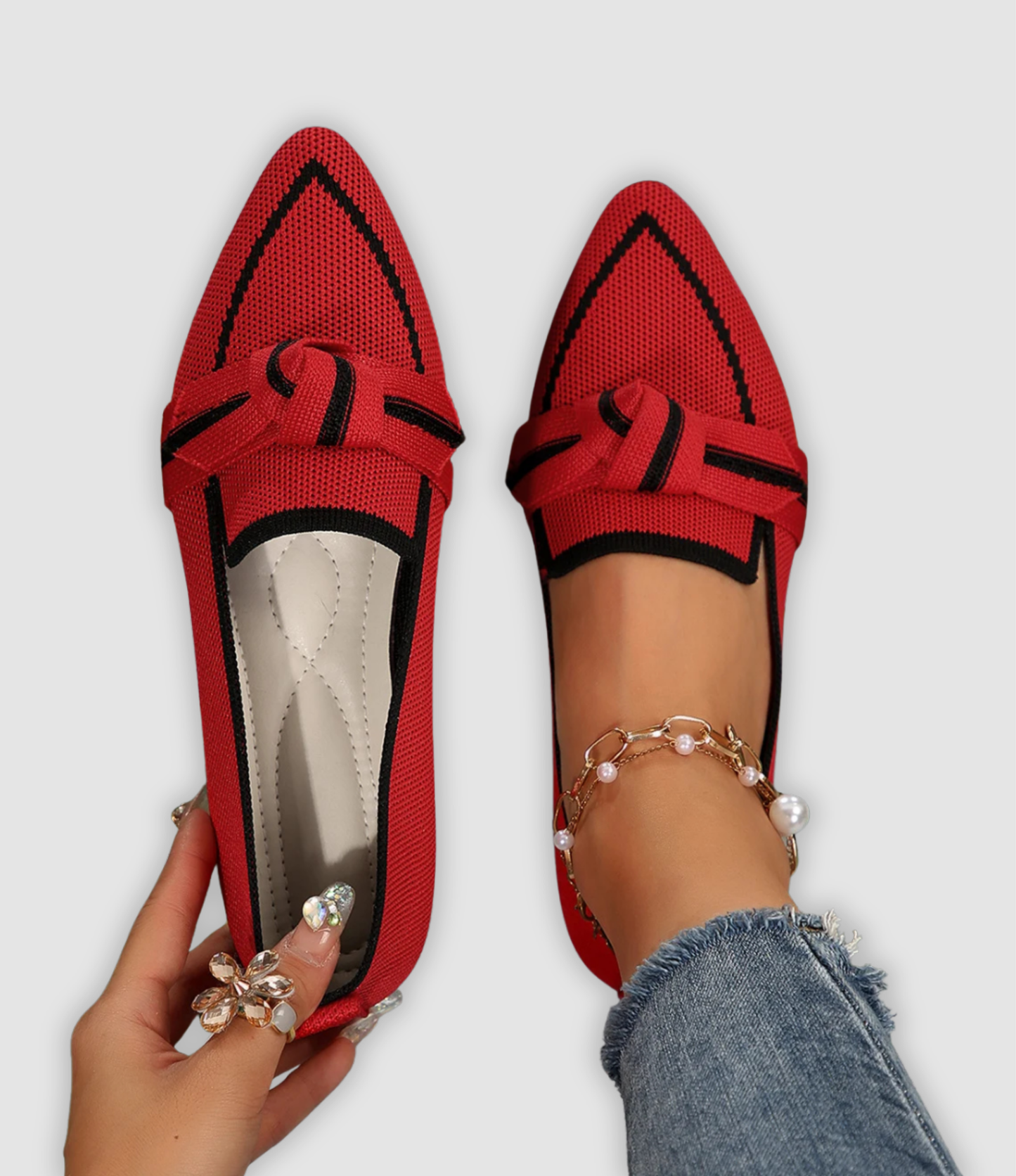 Evelina - Bequeme Mesh Loafers med Schleife