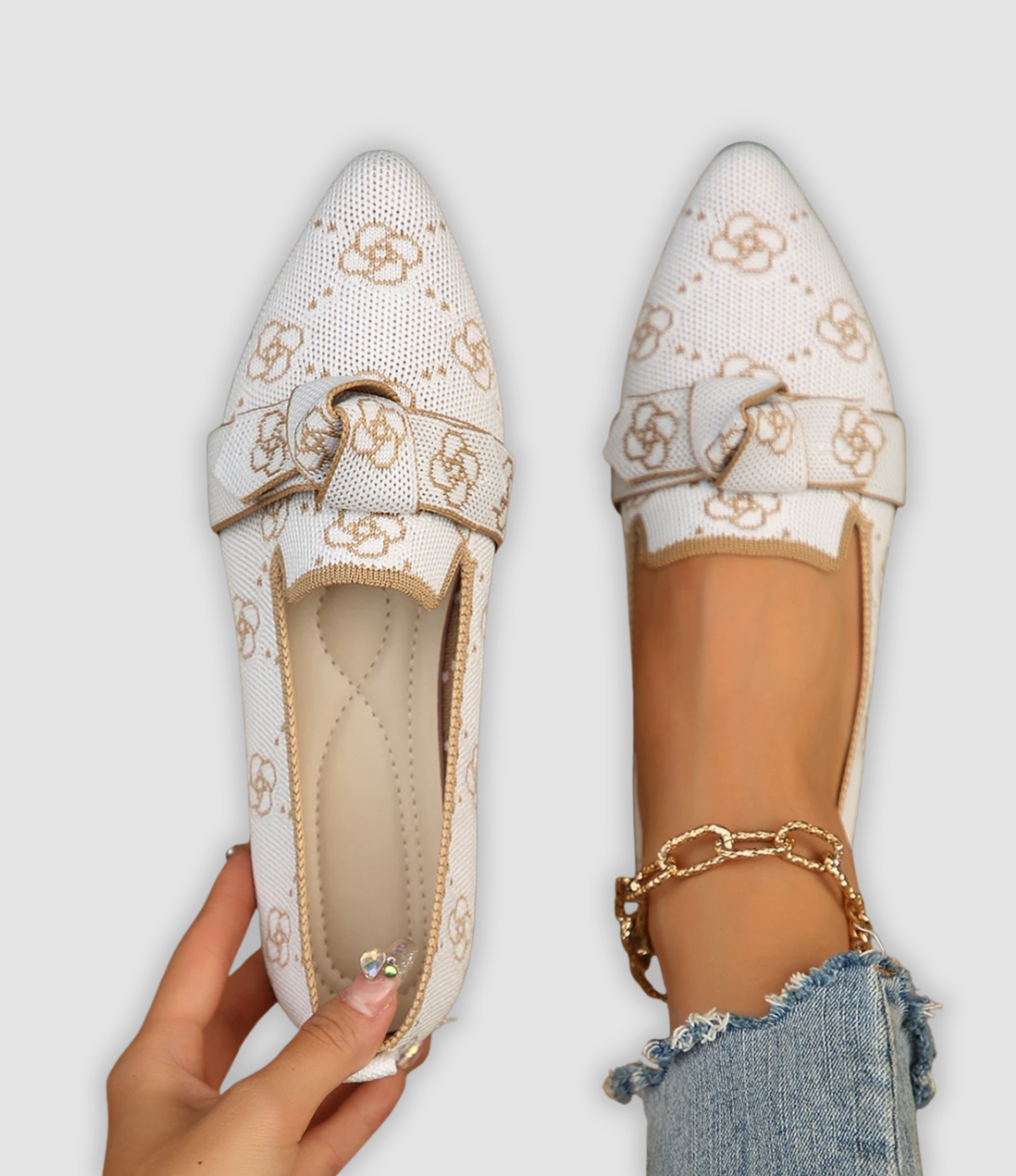 Evelina - Bequeme Mesh Loafers med Schleife