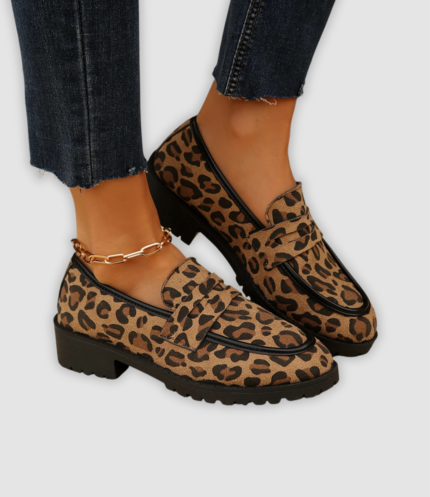 Brianna - Modern platåsneaker med leopardmönster
