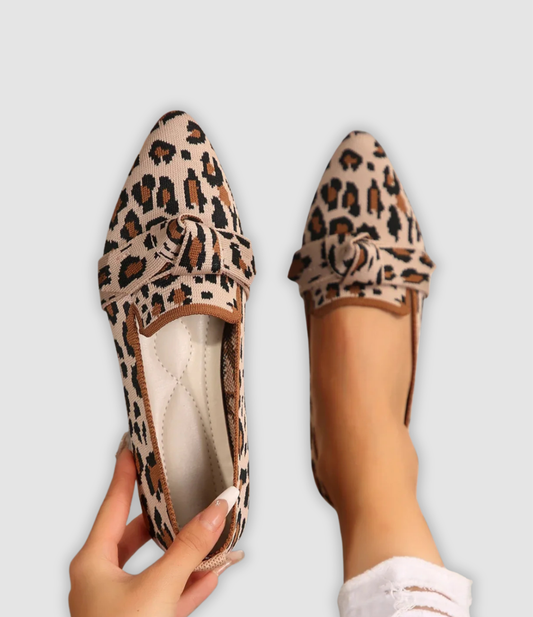 Oliven - Bequeme Strick-Loafers med Schleifendetail 