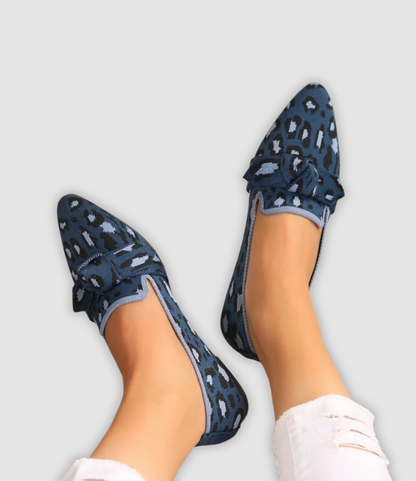 Oliven - Bequeme Strick-Loafers med Schleifendetail 