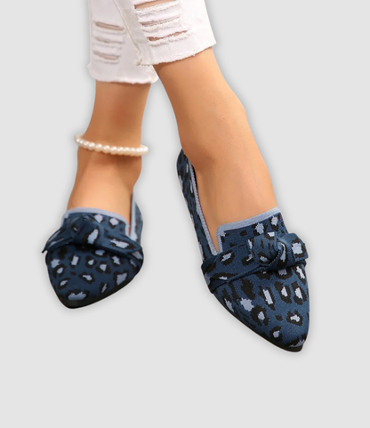 Oliven - Bequeme Strick-Loafers med Schleifendetail 