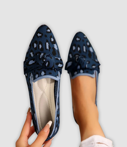 Oliven - Bequeme Strick-Loafers med Schleifendetail 
