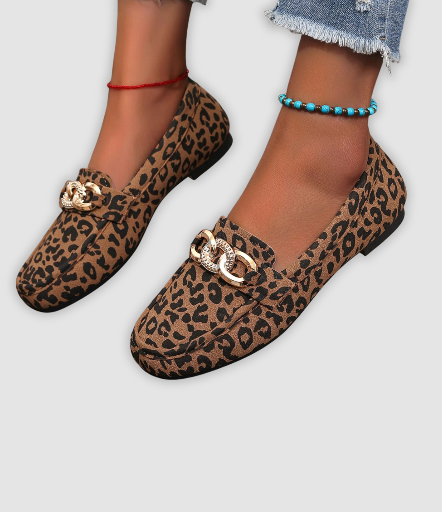Jade - Lädermockasiner med Leopardmönster 
