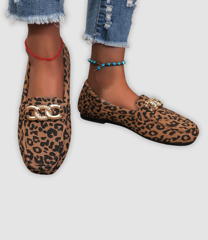 Jade - Lädermockasiner med Leopardmönster 