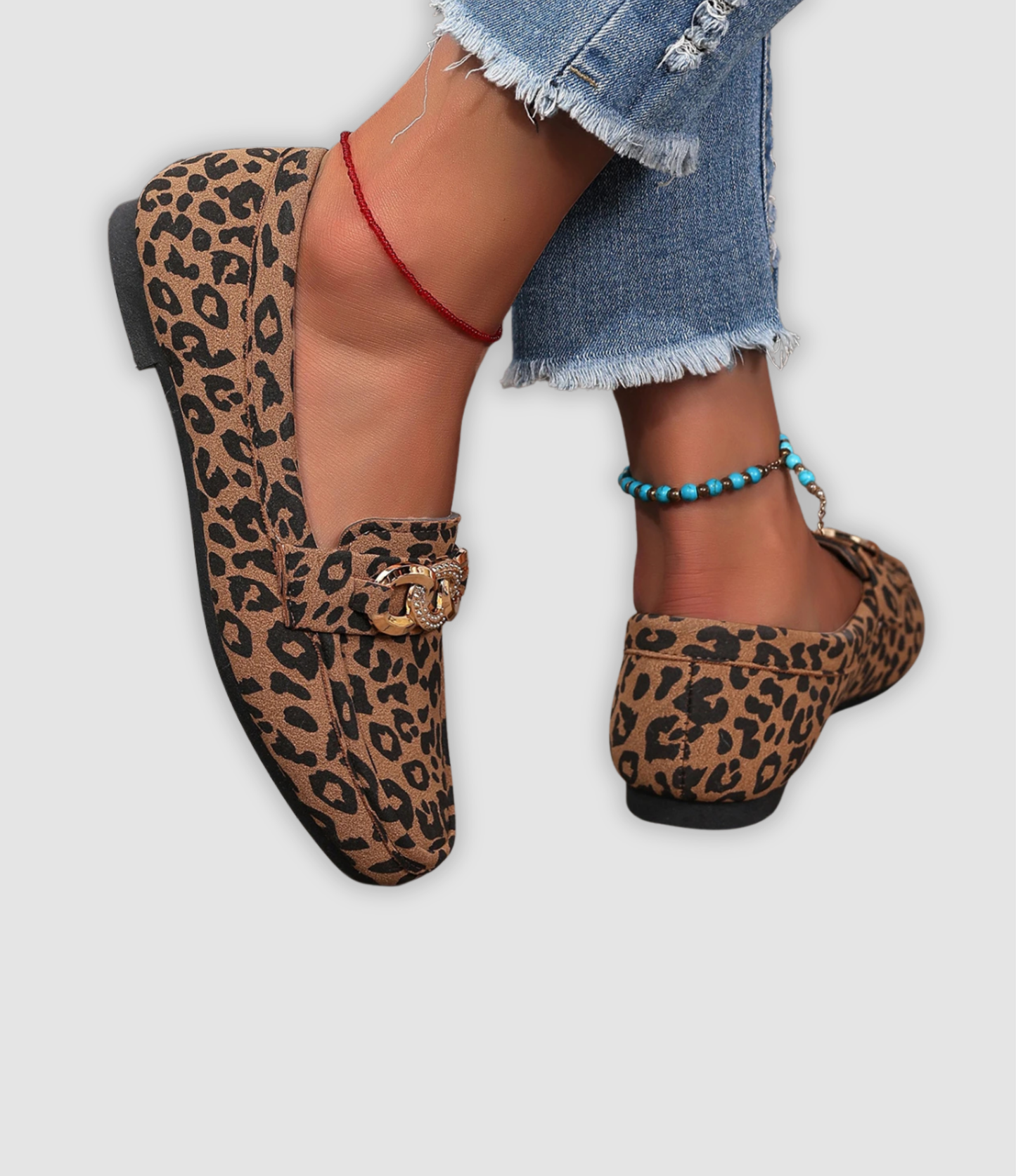 Jade - Lädermockasiner med Leopardmönster 