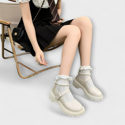 Pearl - Luxus Perlen Mary Jane Läder Schuhe
