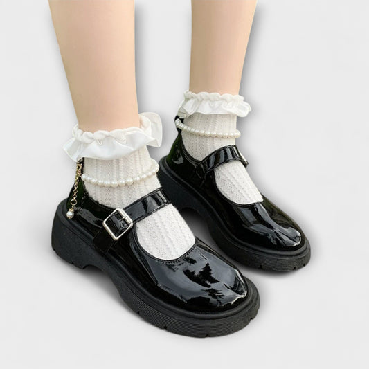 Pearl - Luxus Perlen Mary Jane Läder Schuhe