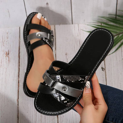Barbara - Leopard Kreuzriemen sandal 