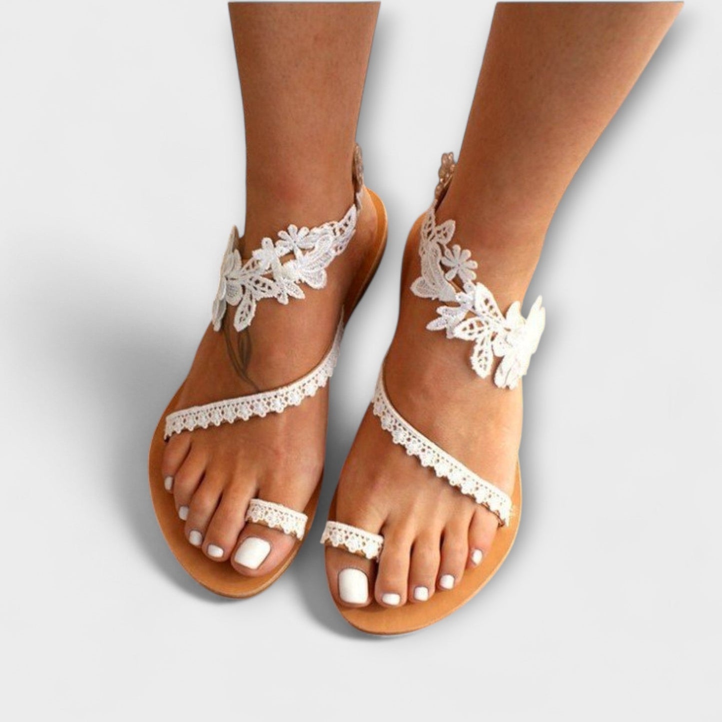 Boho - Bequeme Sandals mit Blumen &amp; Knöchelriemen